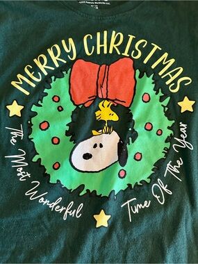 Peanuts Merry Christmas Snoopy & Woodstock Tee Size - Medium